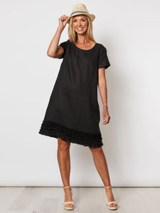 Ruffle Hem Dress Black