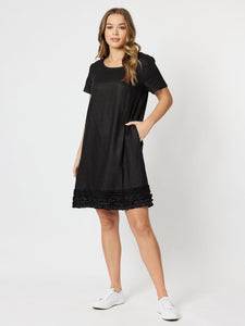 Ruffle Hem Dress Black