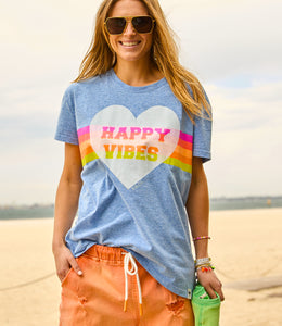 Happy Vibes Vintage Tee  - Blue