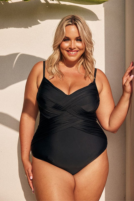 Criss Cross One Piece Black