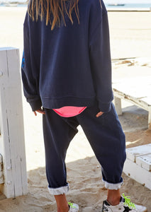 Sunset Navy Drop Crotch Track Pant