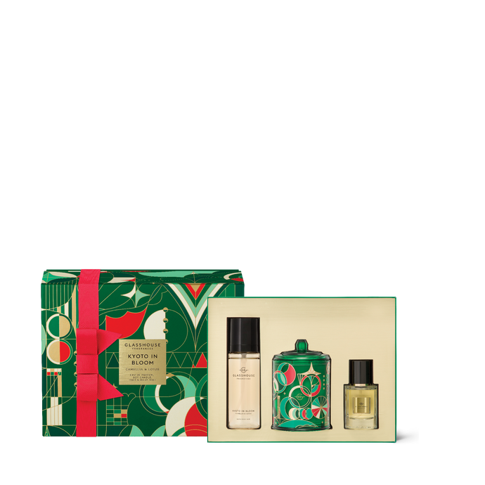 Fragrance Trio Gift Set - 200g Candle, 30ml EDP & 100ml Hair & Body Mist - Kyoto in Bloom