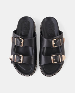 Suki Leather Slide Black