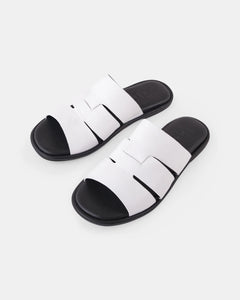 Rio Leather Slide White