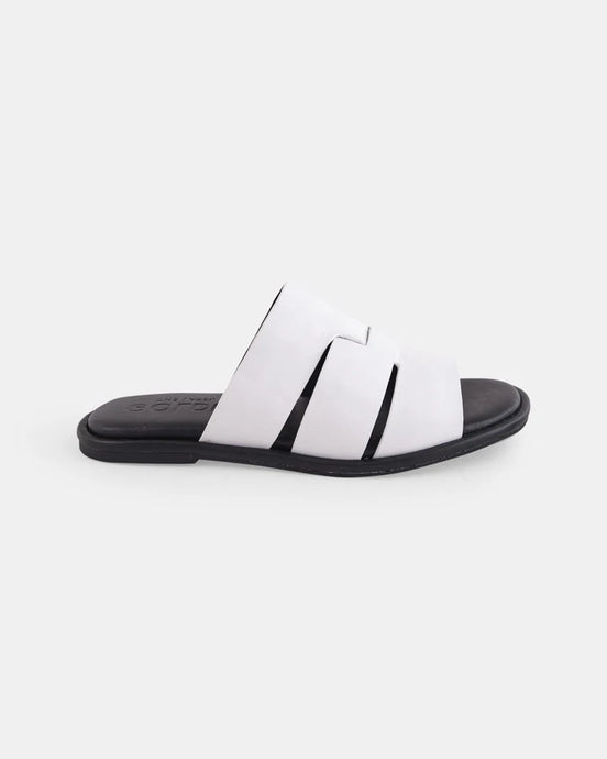 Rio Leather Slide White