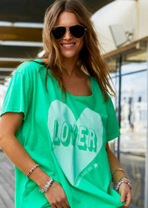 Vintage Wash Heart Tee - Green