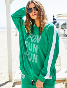 Fun Towelling Longer Sweat - Green