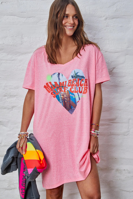 Miami Tee Dress Hot Pink