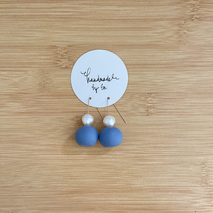 Pearl Clay Drop Earring Dusty Blue