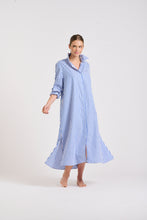 Load image into Gallery viewer, The Luna Long Shirt Dress -Blue/White Stripe