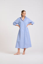 Load image into Gallery viewer, The Luna Long Shirt Dress -Blue/White Stripe