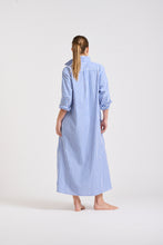 Load image into Gallery viewer, The Luna Long Shirt Dress -Blue/White Stripe