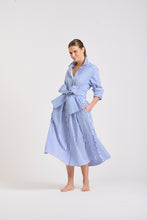 Load image into Gallery viewer, The Luna Long Shirt Dress -Blue/White Stripe