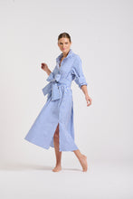 Load image into Gallery viewer, The Luna Long Shirt Dress -Blue/White Stripe