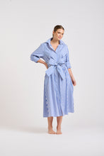 Load image into Gallery viewer, The Luna Long Shirt Dress -Blue/White Stripe