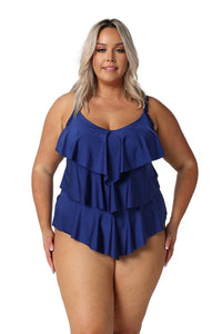 3 Tier Tankini Top Metallic Navy