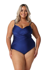 Criss Cross One Piece Metallic Navy