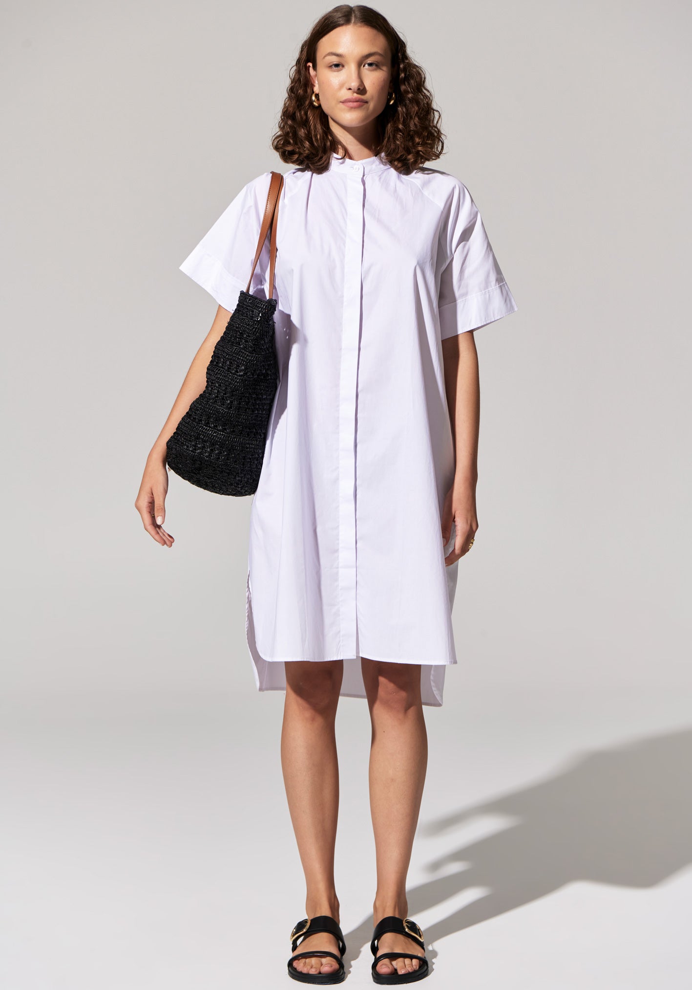 Toya Shirt Dress with Belt White