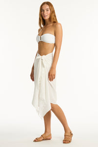 Sunset Frayed Sarong White