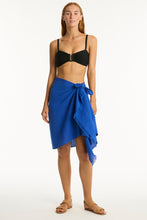 Load image into Gallery viewer, Sunset Frayed Sarong Blue