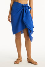 Load image into Gallery viewer, Sunset Frayed Sarong Blue