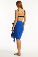 Load image into Gallery viewer, Sunset Frayed Sarong Blue