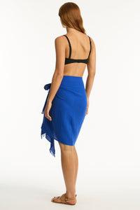 Sunset Frayed Sarong Blue