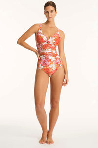 Daisyfield Cross Front Multifit One Piece - Coral