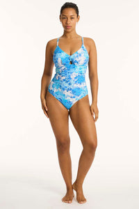 Daisyfield Tie Front DD/E One Piece - Blue