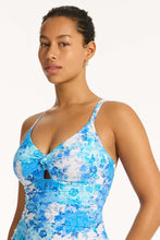 Load image into Gallery viewer, Daisyfield Tie Front DD/E One Piece - Blue