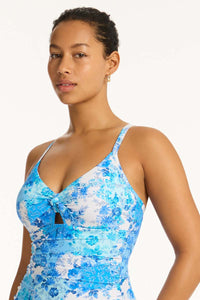 Daisyfield Tie Front DD/E One Piece - Blue