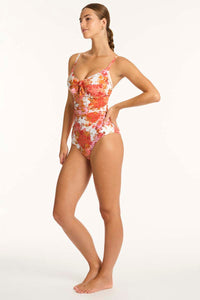 Daisyfield Tie Front DD/E One Piece - Coral