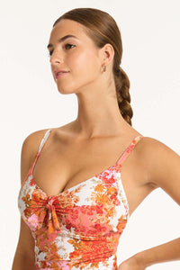 Daisyfield Tie Front DD/E One Piece - Coral