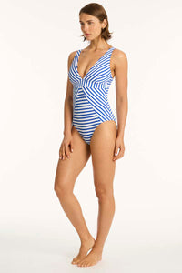 Amalfi Panel Line One Piece - Blue