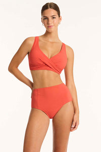 Messina Cross Front Multifit Bra Top - Flame