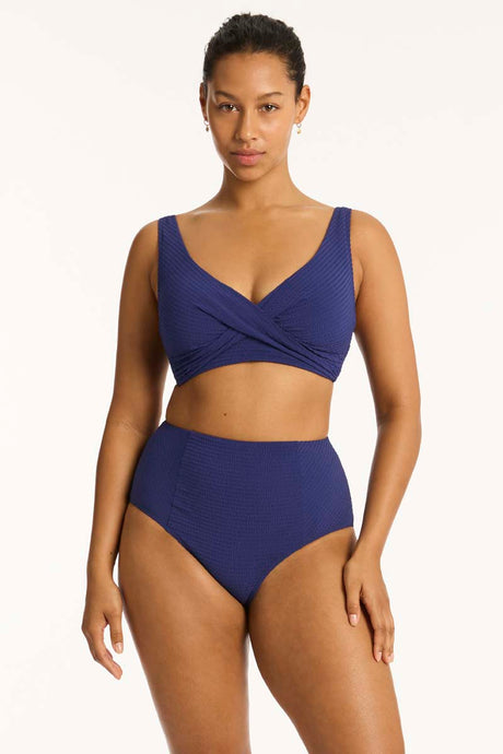 Messina Cross Front Multifit Bra Top - French Navy