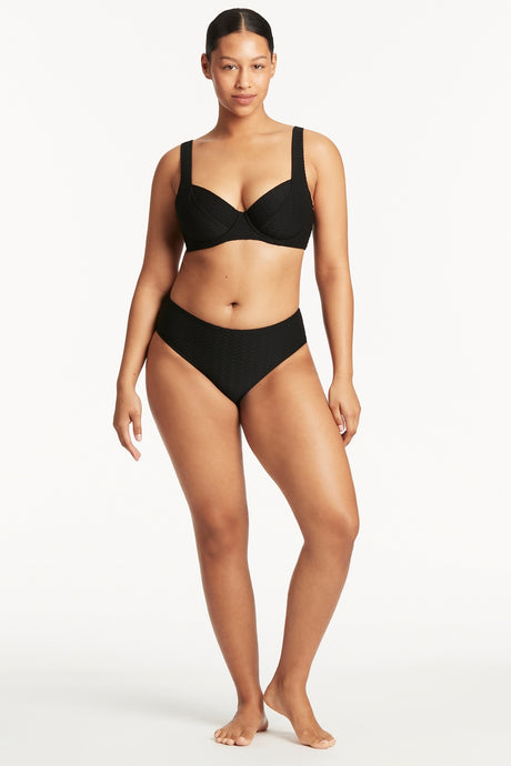 Honeycomb Mid Bikini Pant Black