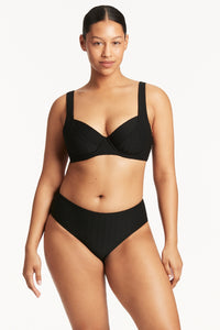 Honeycomb Mid Bikini Pant Black