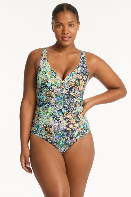 Wildflower Cross Front Multifit One Piece Sea