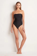 Load image into Gallery viewer, Ruched Bandeau One Piece Black