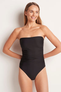 Ruched Bandeau One Piece Black