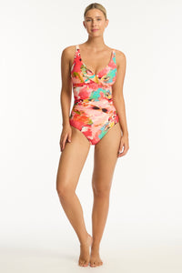 Cascade Cross Front Multifit One Piece - Coral