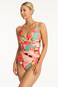 Cascade Cross Front Multifit One Piece - Coral