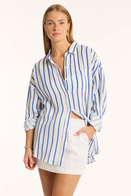 Amalfi Beach Shirt - Blue