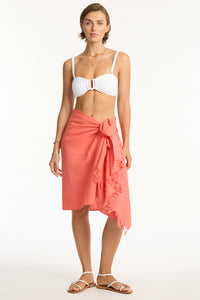 Sunset Frayed Sarong Coral