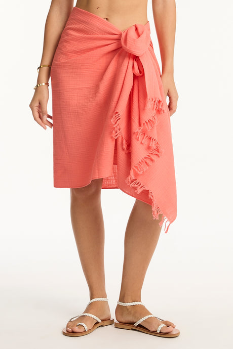 Sunset Frayed Sarong Coral