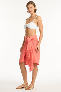 Sunset Frayed Sarong Coral