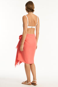 Sunset Frayed Sarong Coral