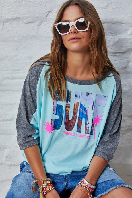 Surf Raglan Tee Aqua