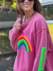 Vintage Rainbow Sweat Pink